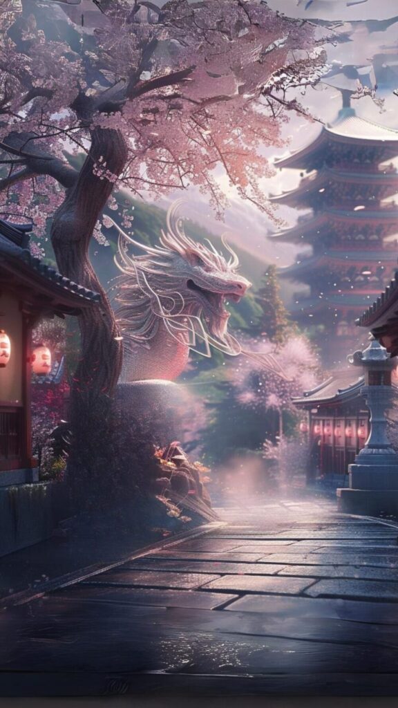 桜　寺　風景　龍