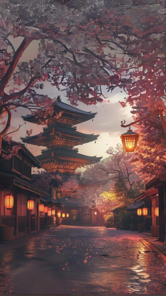 桜　寺　風景　夜